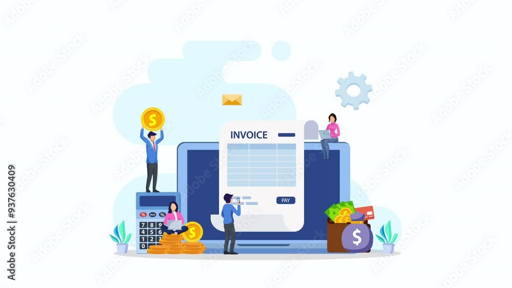 Online digital invoices 2d video animation 4k clip Online digital invoices 2d video animation 4k clip