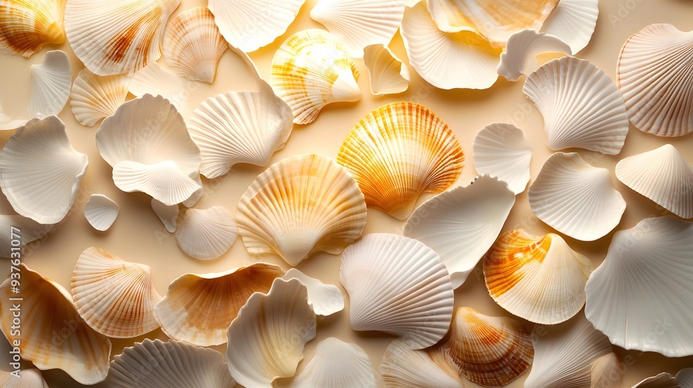 Seashells on Beige Background. Seashells on Beige Background.