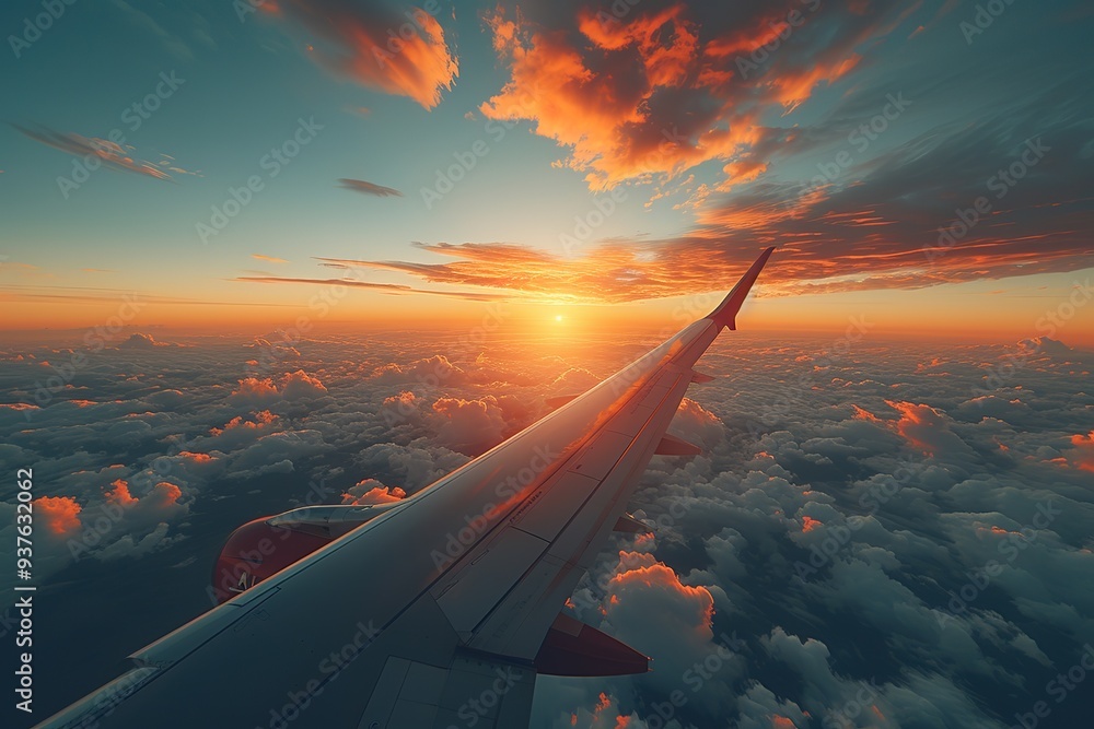 Passenger Aircraft Wing Over Deserts Aerial view of an airplane wing soaring above expansive desert landscapes Passenger Aircraft Wing Over Deserts Aerial view of an airplane wing soaring above expansive desert landscapes