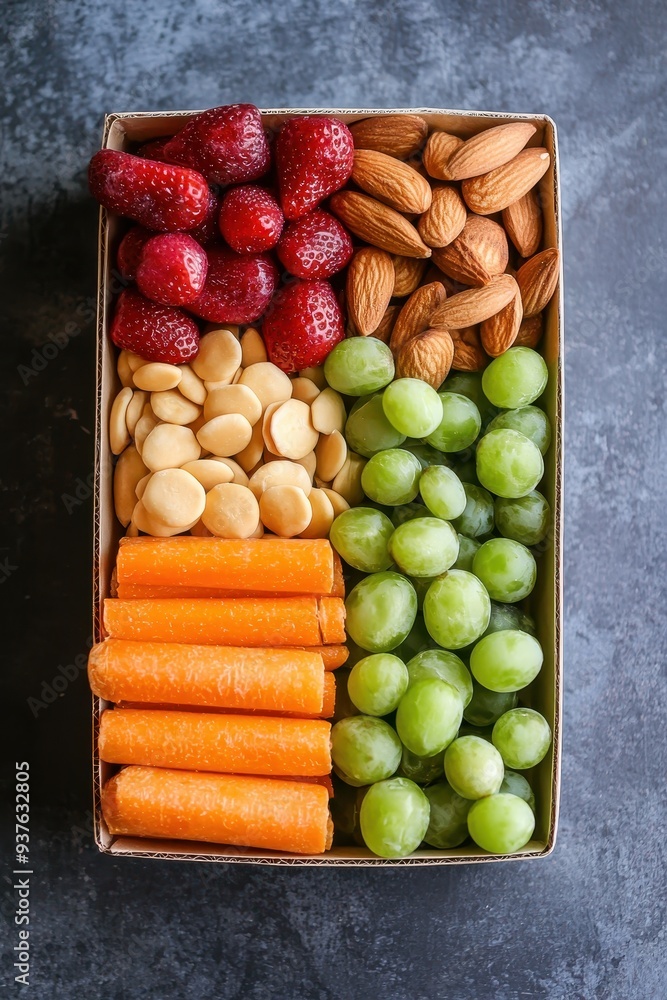 Assorted Healthy Snacks in a Wooden Box Assorted Healthy Snacks in a Wooden Box