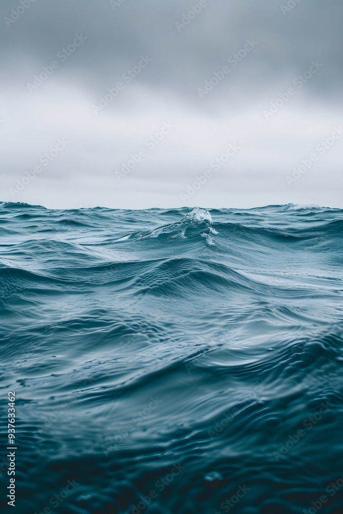 Macro shot of the rippling ocean surface under an overcast sky AI generated illustration Macro shot of the rippling ocean surface under an overcast sky AI generated illustration