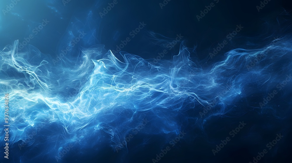 Manifestation of ethereal light in a dark blue and black backdrop AI generated illustration Manifestation of ethereal light in a dark blue and black backdrop AI generated illustration