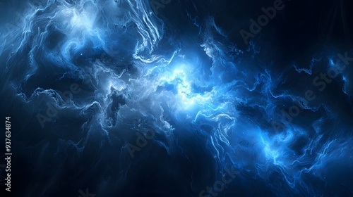 Manifestation of ethereal light in a dark blue and black backdrop AI generated illustration