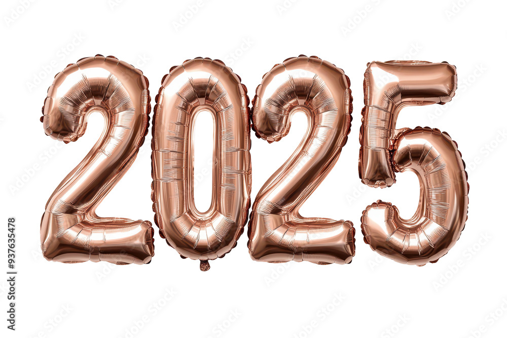 Rose gold foil balloon numbers forming Rose gold foil balloon numbers forming