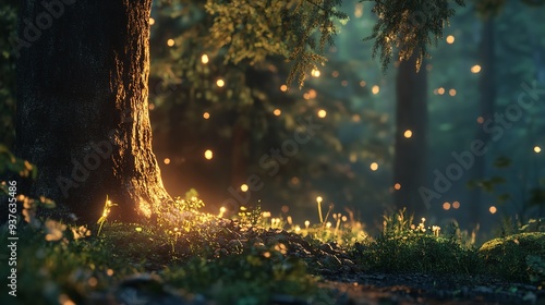 A magical forest with talking trees, friendly woodland creatures, and glowing fireflies.