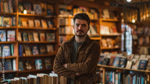 A man in a bookstore