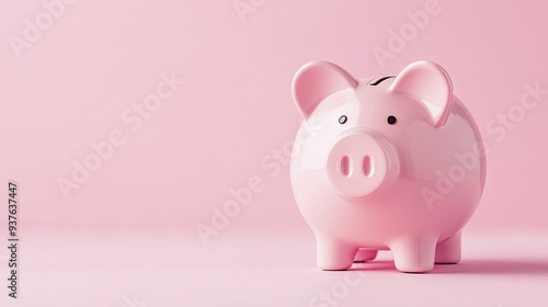 Minimalist image of a pink piggy bank on a simple background, symbolizing saving and financial planning, with space for text.