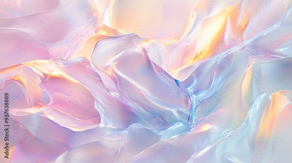 Fototapeta premium pearlescent texture with soft, pastel hues and glowing highlights