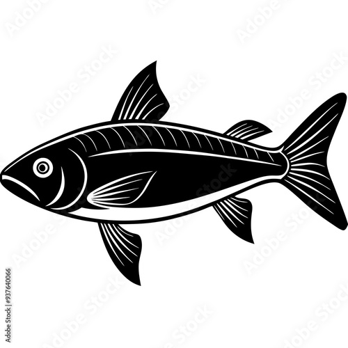 grey mullet fish silhouette Vector SVG