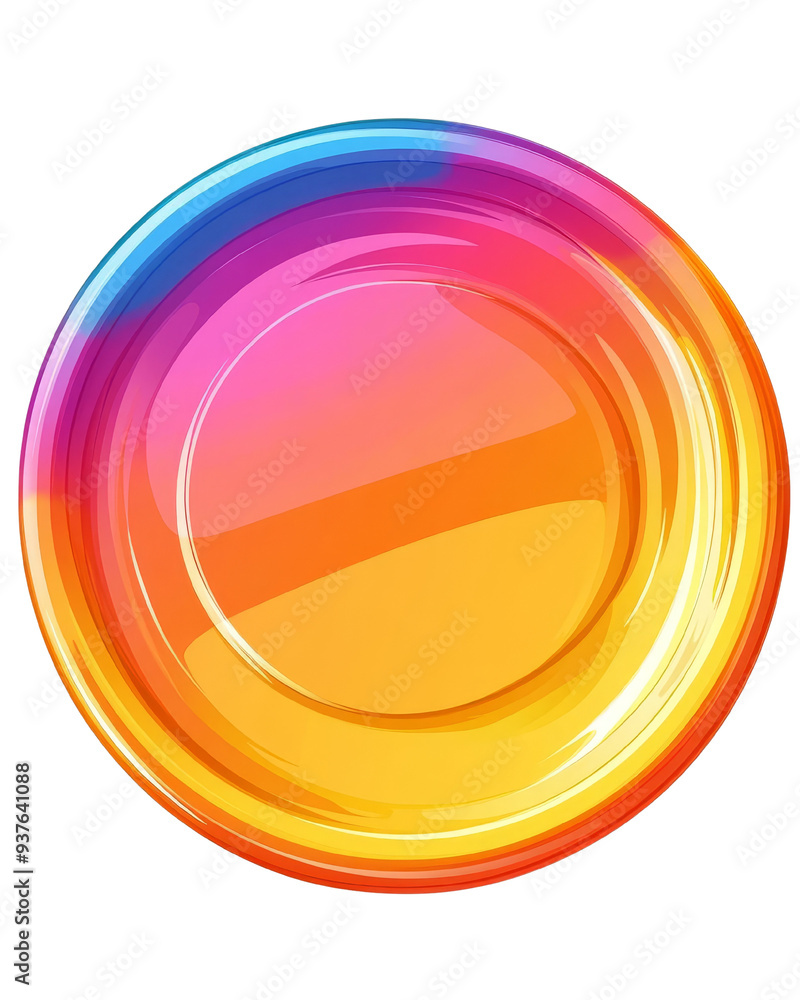 Obraz premium A vibrant, colorful plate showcasing a gradient of orange and pink hues, perfect for modern dining and artistic presentations.