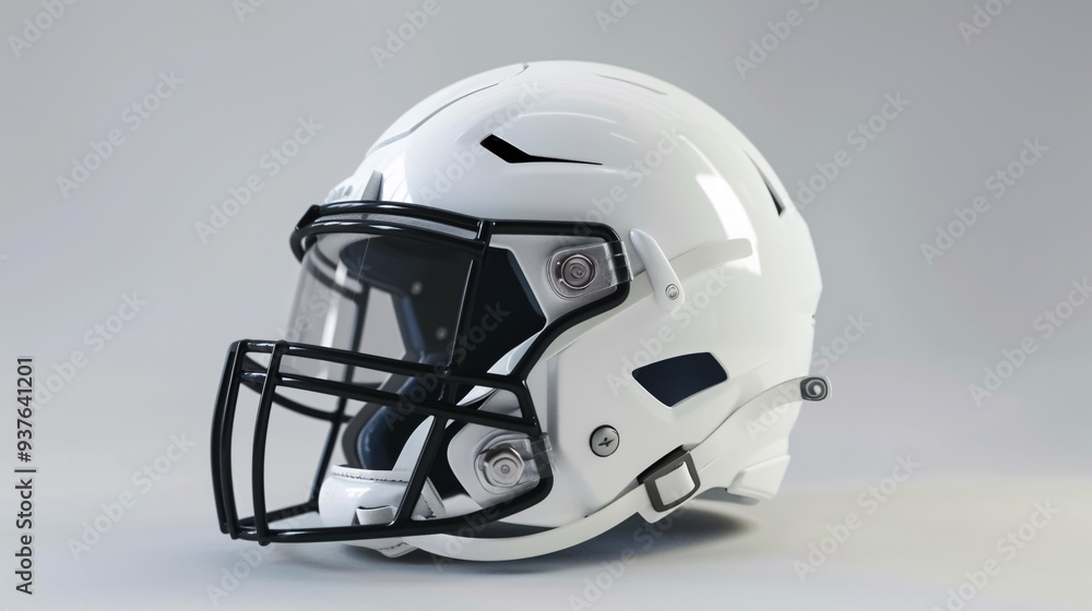 Fototapeta premium Side view of white football helmet