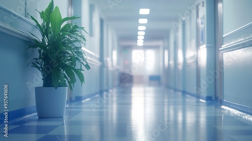 Hospital hallway, reception clinic. Unfocused background. Generative ai