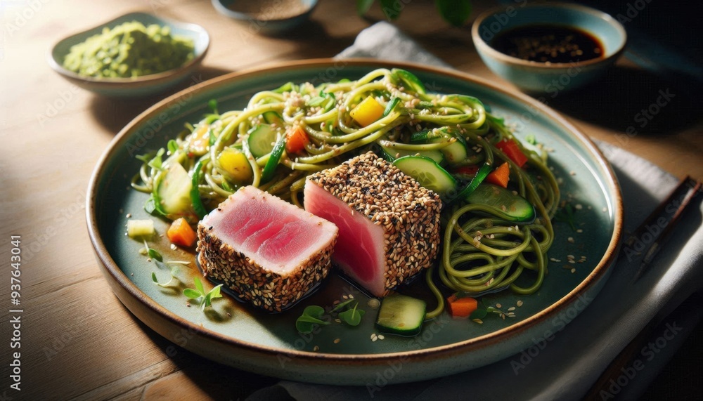Grilled meat with vegetables noodles Grilled meat with vegetables noodles