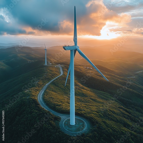 Recyclable wind turbine blades enabling nonpolluting energy generation, Main keyword nonpolluting, Concept circular economy photo