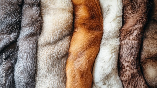 Luxurious Multi-Colored Fur Textures in Close-Up View photo