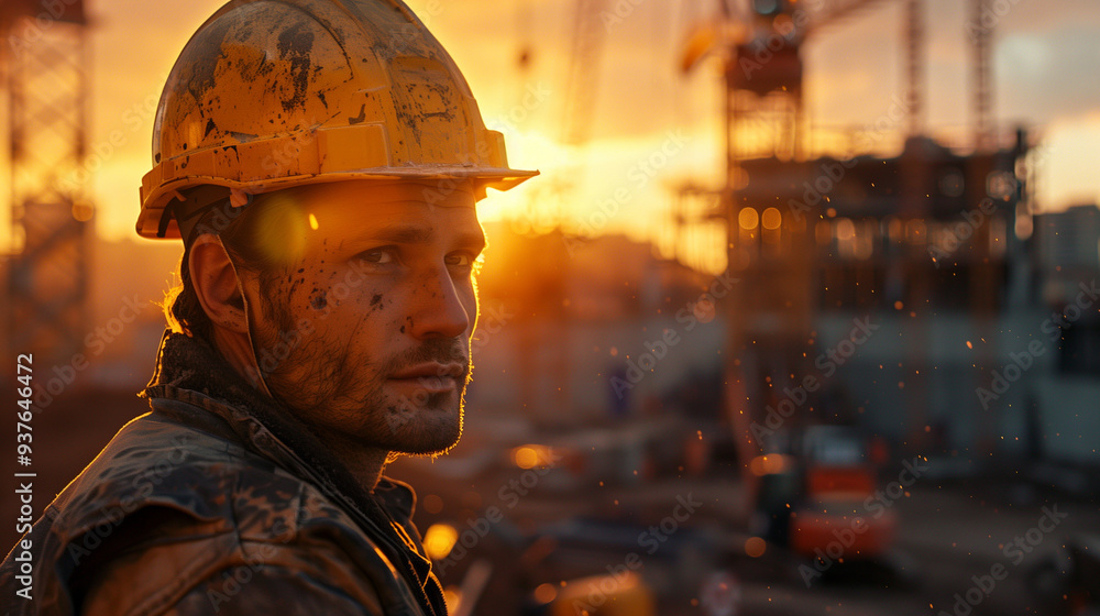 Construction Worker at Sunset Construction Worker at Sunset