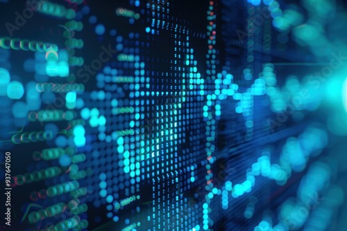 Wallpaper Mural Futuristic blue stock market graph on a digital screen, illustrating advanced financial trends and data analysis in a high-tech environment. Torontodigital.ca