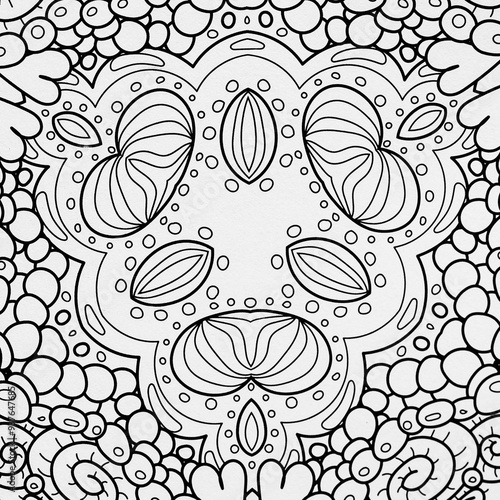  Arrière plan noir et blanc avec motif graphique mandala pour colorier photo