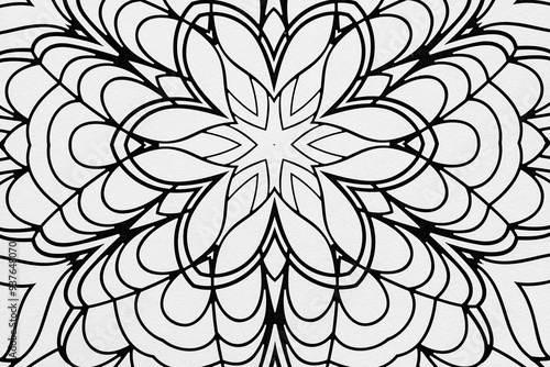  Arrière plan noir et blanc avec motif graphique mandala pour colorier photo