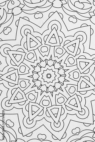 Obraz na płótnie Arrière plan noir et blanc avec motif graphique mandala pour colorier w salonie