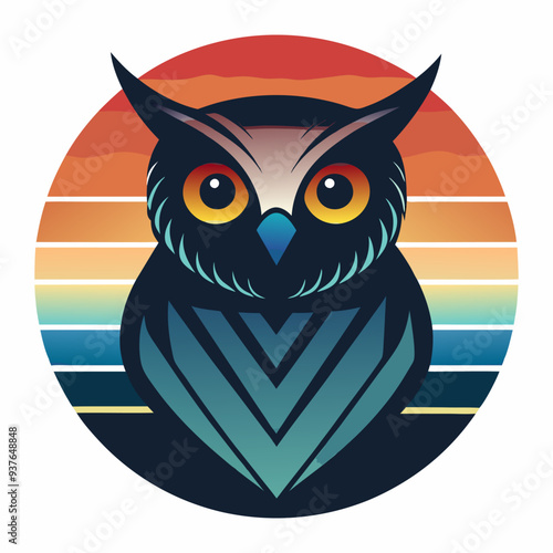vector illustration of bird owl head with white background