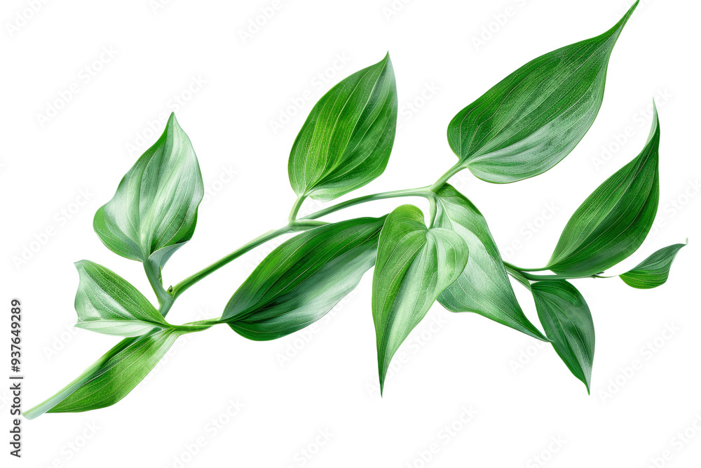 Fototapeta premium swirling green leaves on a minimalist white background
