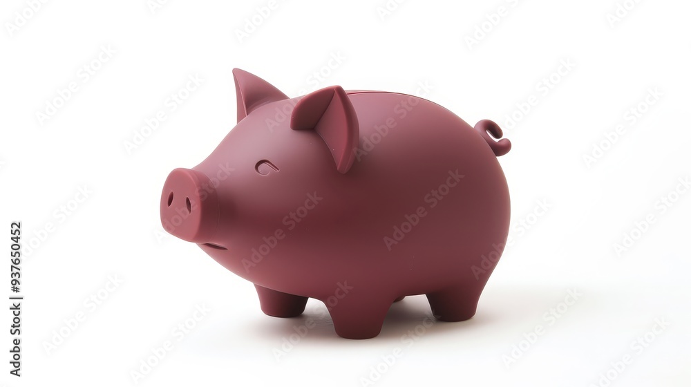 Maroon piggy bank isolated on white background, symbolizing savings and financial management. Maroon piggy bank isolated on white background, symbolizing savings and financial management.