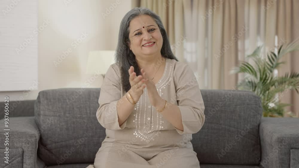 Happy Indian old woman clapping and appreciating Happy Indian old woman clapping and appreciating