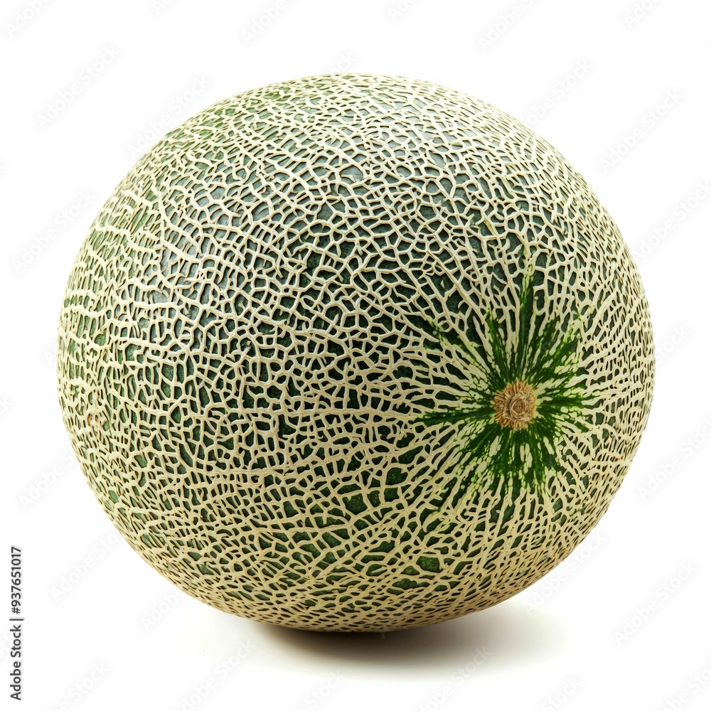 A Whole Green Cantaloupe Melon with a Netted Rind A Whole Green Cantaloupe Melon with a Netted Rind