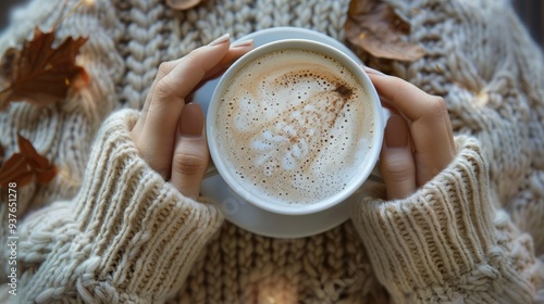 Warm Cozy Autumn Day with a Cup of Coffee. photo