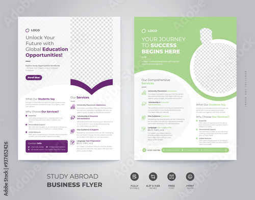 Study abroad flyer or university admission Flyer bundle pack