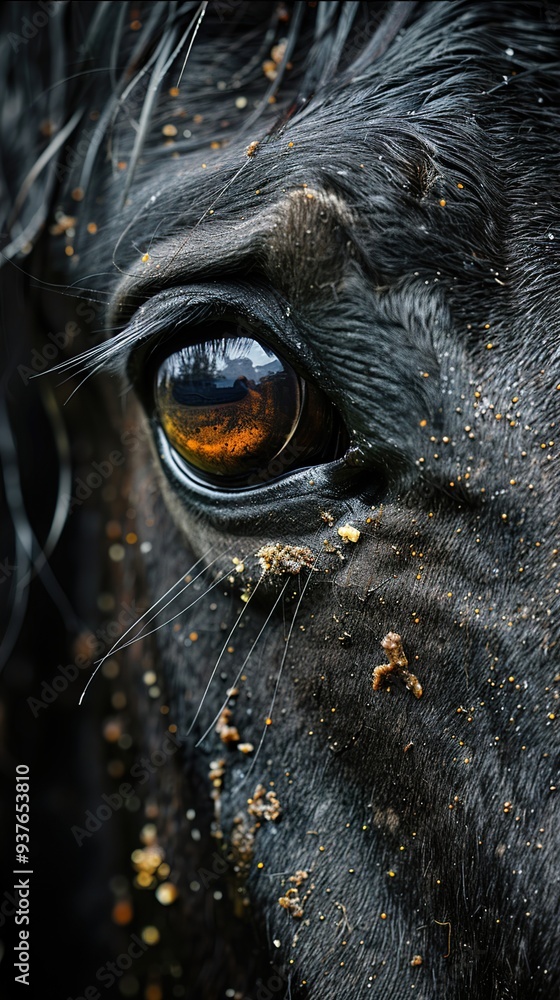 Close-Up of a Black Horse's Eye Close-Up of a Black Horse's Eye