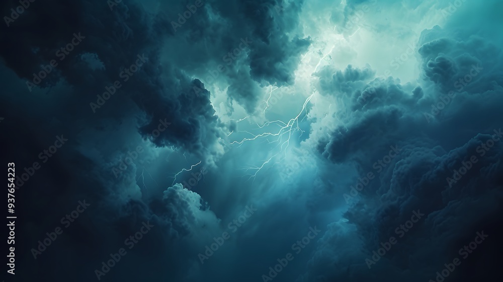 Minimalistic macro perspective of a thunderstorm in cinematic art style AI generated illustration Minimalistic macro perspective of a thunderstorm in cinematic art style AI generated illustration