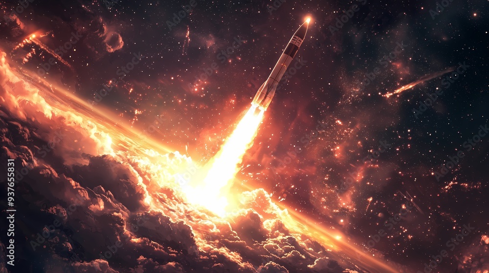 Rocket Launch into Space. Rocket Launch into Space.