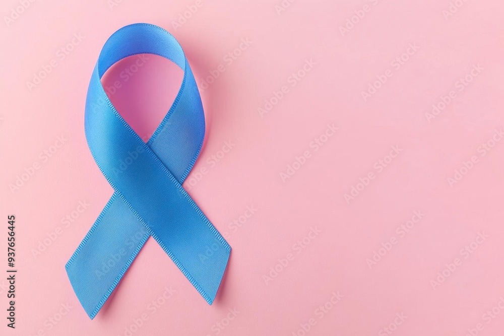 A blue awareness ribbon stands against a soft pink background, symbolizing support and hope for various causes. A blue awareness ribbon stands against a soft pink background, symbolizing support and hope for various causes.