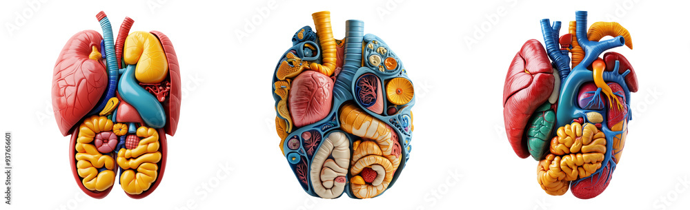 Naklejka premium Anatomical human organs models isolated on transparent background