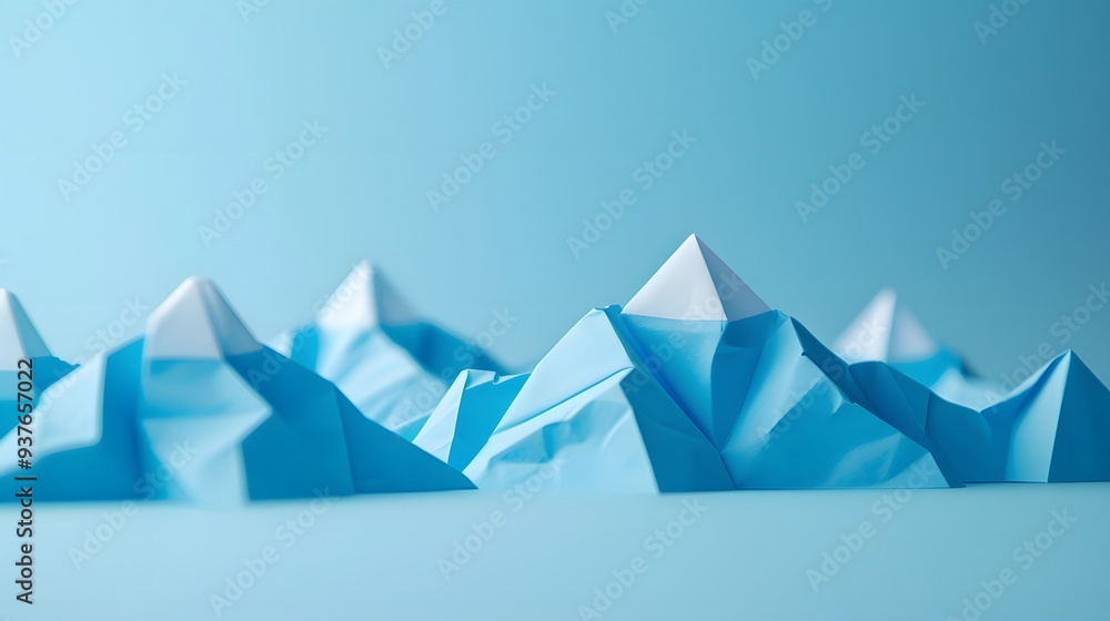 Mountain-shaped origami in a minimalistic flat lay captured from a macro perspective AI generated illustration Mountain-shaped origami in a minimalistic flat lay captured from a macro perspective AI generated illustration