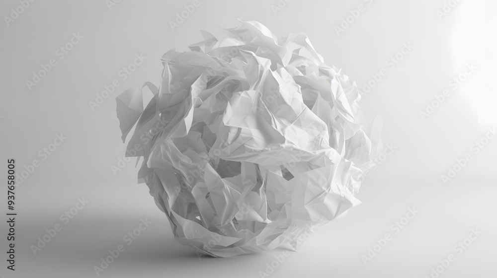 A ball of crumpled paper uncrumpling itself gradually AI generated illustration A ball of crumpled paper uncrumpling itself gradually AI generated illustration