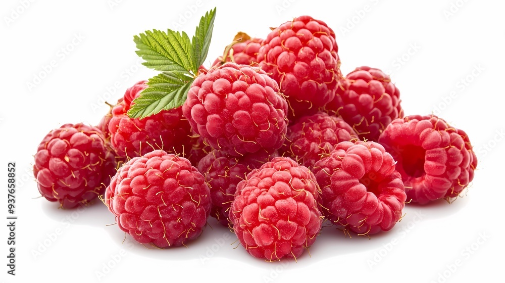 Fresh Raspberries with Green Leaf. Fresh Raspberries with Green Leaf.