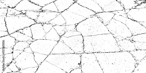 Crack vector set. Grunge urban graphic elements of rough surface. Dust overlay distress grained texture. One color graphic resource.