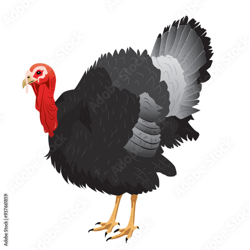 A highly detailed and realistic vector illustration of a turkey, ideal for branding, educational materials, or custom designs. Fully editable to accommodate a wide range of creative projects