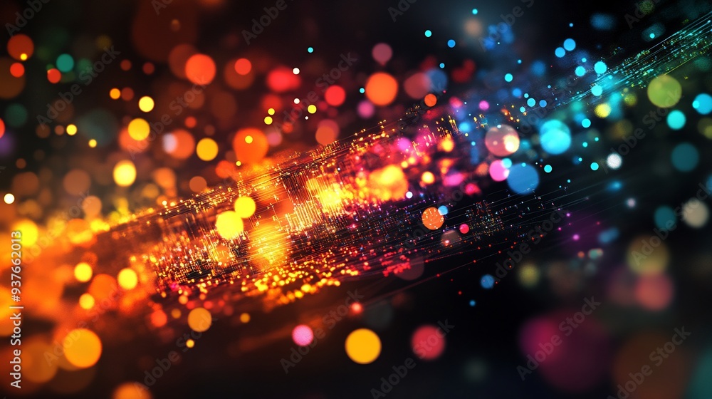 Abstract Digital Art with Glowing Lights and Bokeh Effects Abstract Digital Art with Glowing Lights and Bokeh Effects