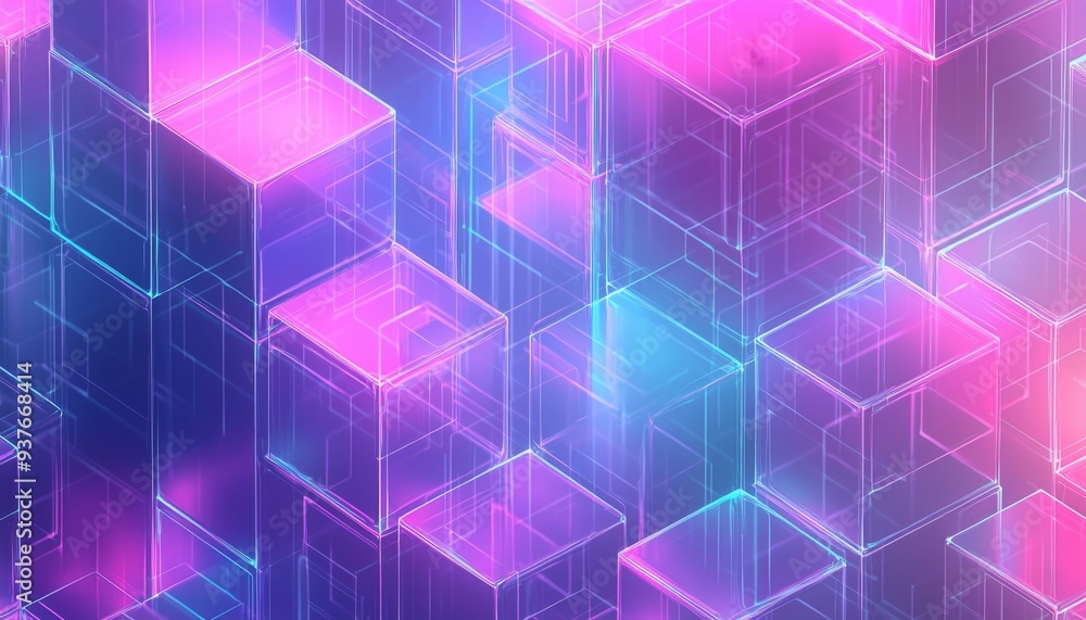 Vibrant Pink and Blue 3D Rendered Cubes Abstract Background Vibrant Pink and Blue 3D Rendered Cubes Abstract Background