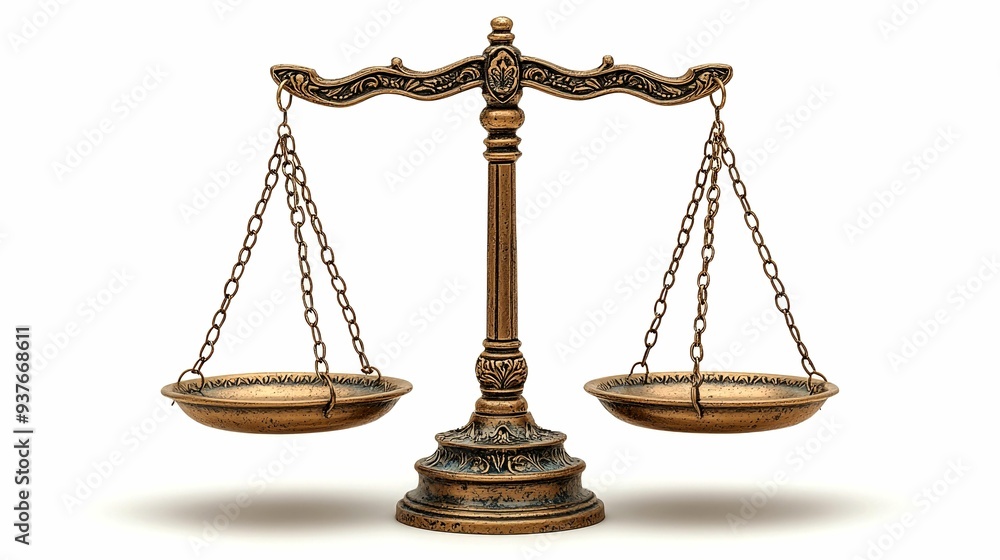 Ornate Golden Scales of Justice with Empty Trays Ornate Golden Scales of Justice with Empty Trays