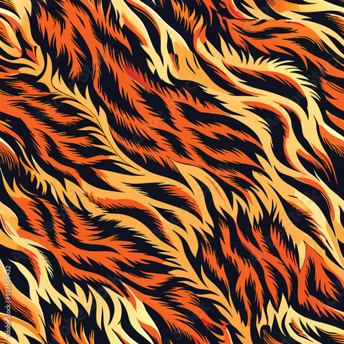 Seamless Tiger Skin Vector Background – Wild Animal Fur Pattern for Fashion, Fabric, Textiles, and Digital Design with High-Quality Exotic Jungle Texture
