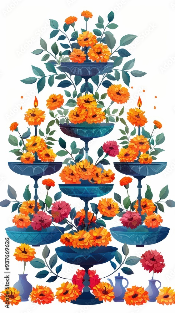 Obraz premium Floral Arrangement with Vases and Candles.