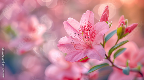  Close-Up of a Pink Azalea Blossom in Full Bloom