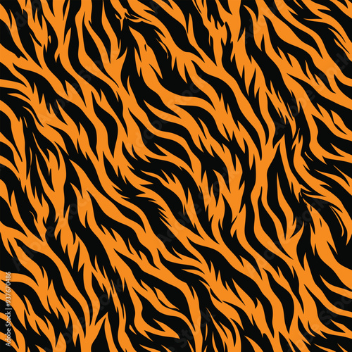 Seamless Tiger Skin Vector Background – Wild Animal Fur Pattern for Fashion, Fabric, Textiles, and Digital Design with High-Quality Exotic Jungle Texture