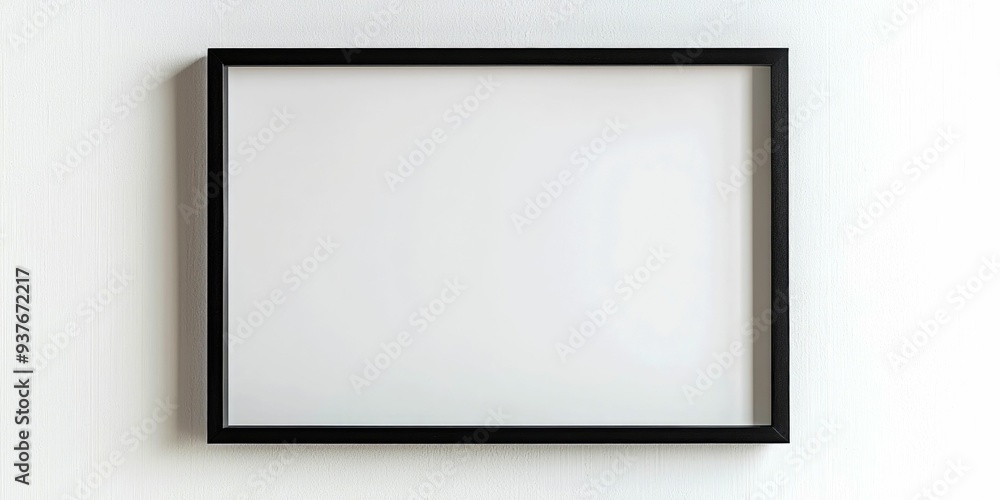 Black Frame with Empty White Interior on a White Wall Black Frame with Empty White Interior on a White Wall
