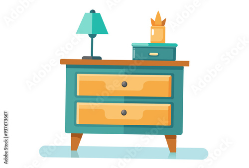  Furniture nightstand vector art illustration